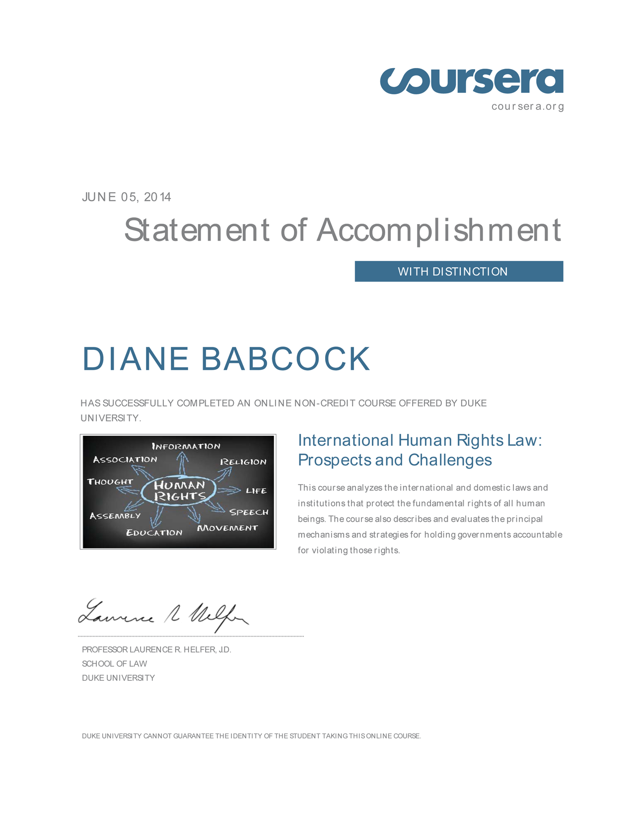 certificate-human rights law